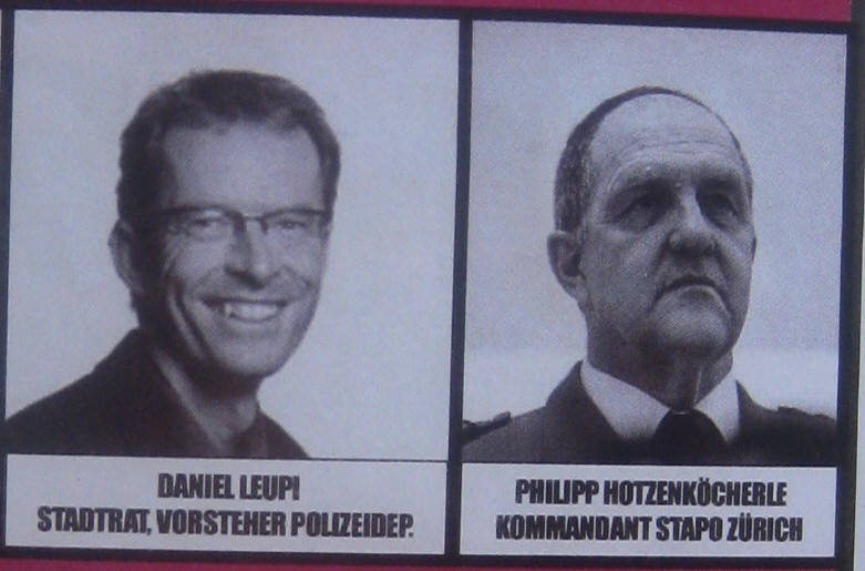 DANIEL LEUPI, STADTRAT UND POLIZEIVORSTEHER ZRICH. PHILIPP HOTZENKCHERLE,  KOMMANDANT STADTPOLIZEI ZRICH