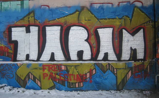 HARAM palestinian graffiti FREE PALESTINE zurich switzerland HARAM GRAFFITI ZURICH SWITZERLAND