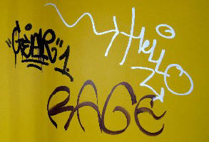 GEAR 1 graffiti tag HELLO graffiti tag RAGE graffiti tag zrich