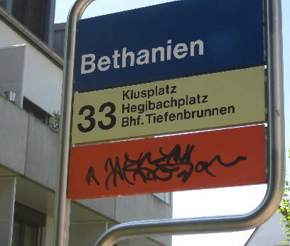 bethanien bushaltestelle buslinie 33 TOBLERSTRASSE ZRICH FLUNTERN KREIS 7. 33er bus vbz zri-linie