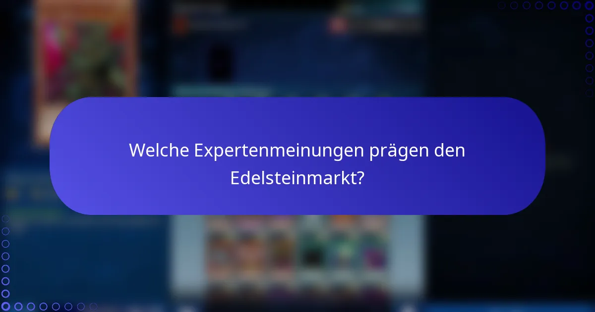 Welche Expertenmeinungen prägen den Edelsteinmarkt?