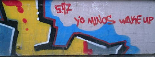 old skool graffiti von MINOS am Schwamendingerplatz Zrich Schwamendingen von 1997. Yo Minos Wake up.